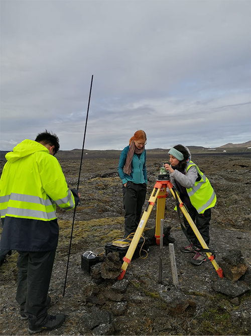 Ph.D. students setting up a GPS/GNSS station